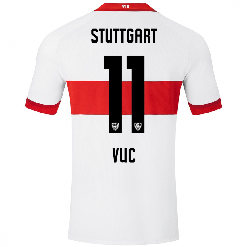 Niño Fútbol Camiseta Patrick Vuc #11 Blanco Rojo 1ª Equipación 2024/25