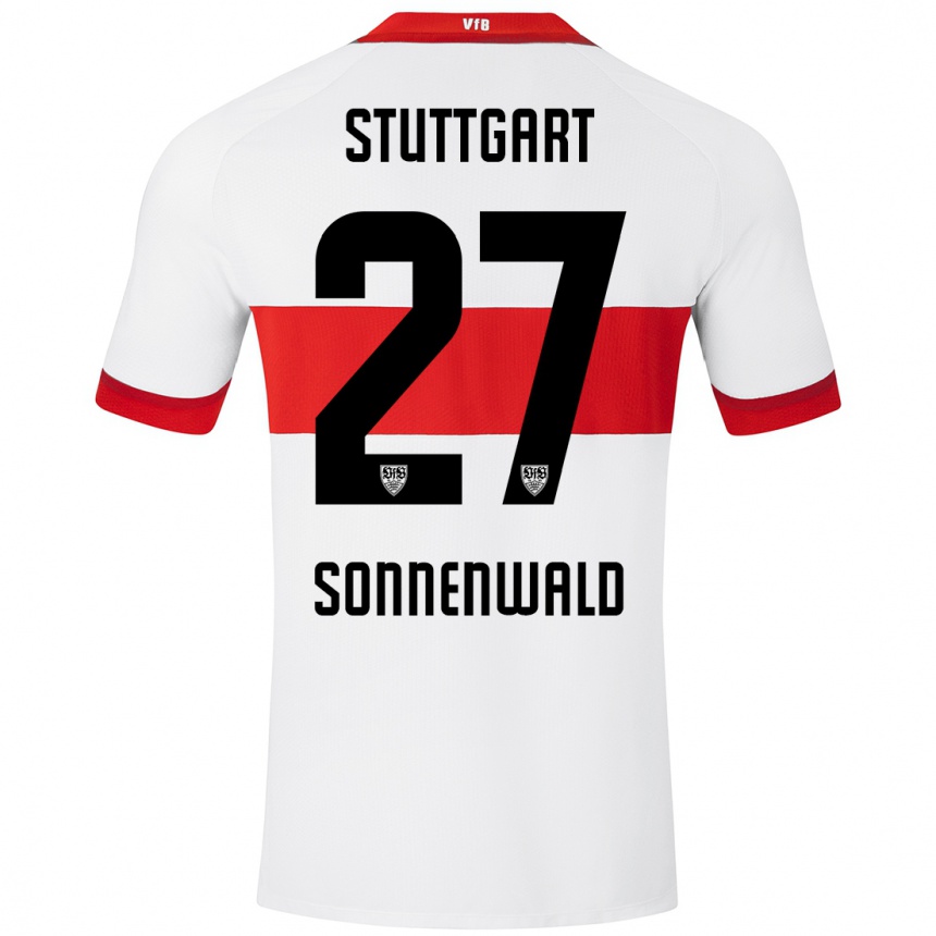 Niño Fútbol Camiseta Lukas Sonnenwald #27 Blanco Rojo 1ª Equipación 2024/25