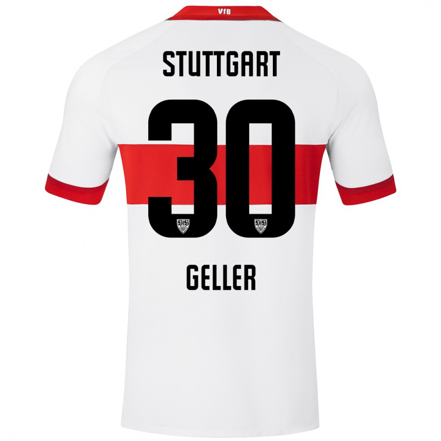 Niño Fútbol Camiseta Robert Geller #30 Blanco Rojo 1ª Equipación 2024/25