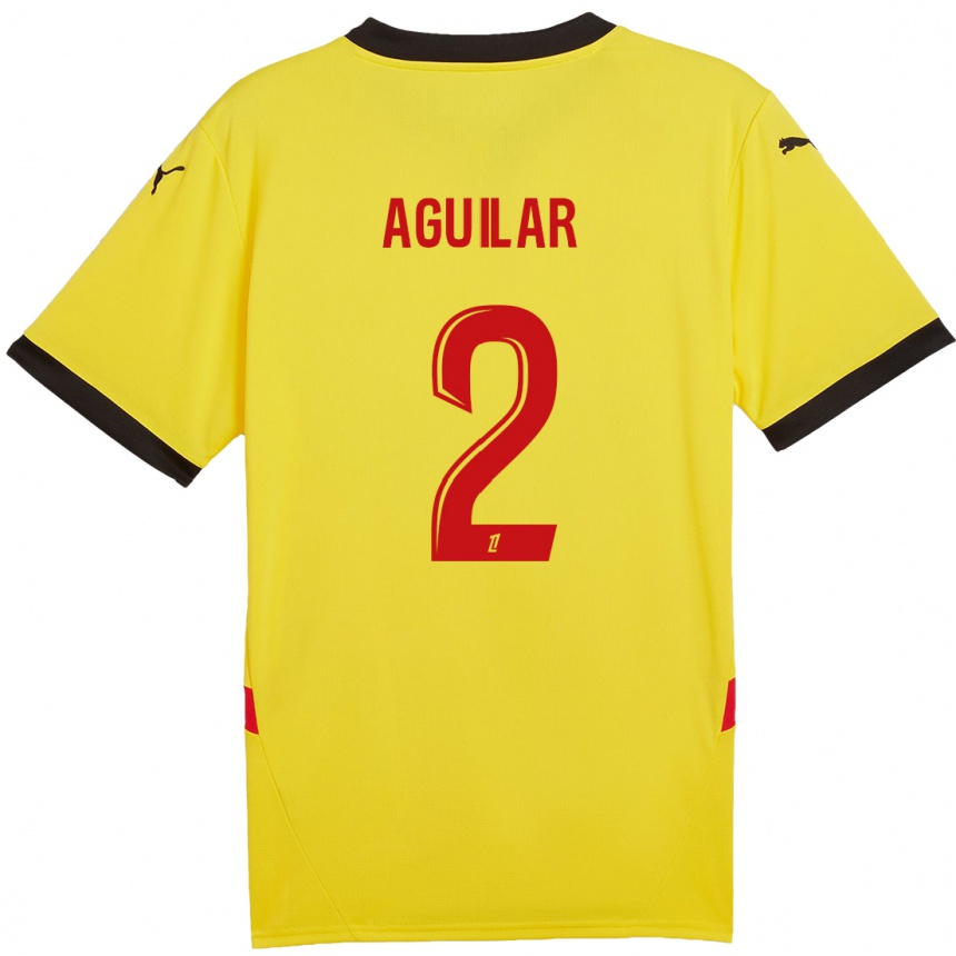 Niño Fútbol Camiseta Ruben Aguilar #2 Amarillo Rojo 1ª Equipación 2024/25