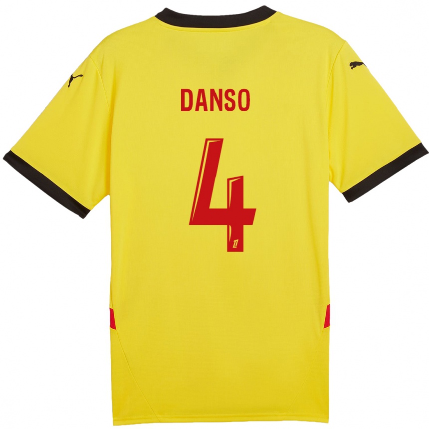 Niño Fútbol Camiseta Kevin Danso #4 Amarillo Rojo 1ª Equipación 2024/25