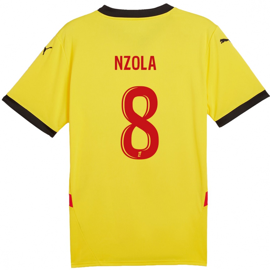 Niño Fútbol Camiseta M'bala Nzola #8 Amarillo Rojo 1ª Equipación 2024/25