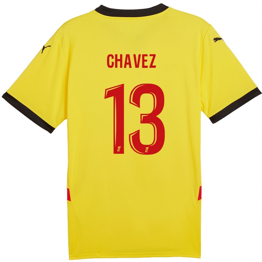 Niño Fútbol Camiseta Jhoanner Chávez #13 Amarillo Rojo 1ª Equipación 2024/25