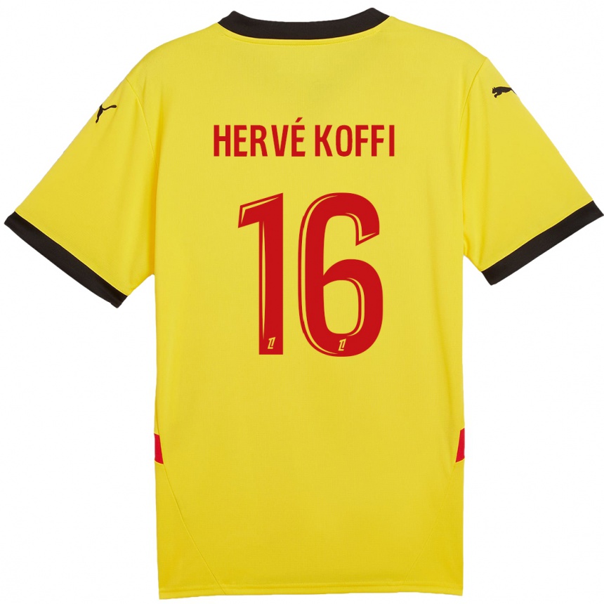 Niño Fútbol Camiseta Hervé Koffi #16 Amarillo Rojo 1ª Equipación 2024/25