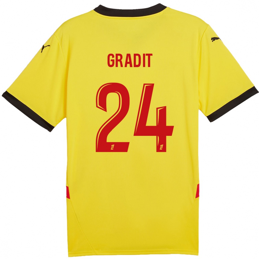 Niño Fútbol Camiseta Jonathan Gradit #24 Amarillo Rojo 1ª Equipación 2024/25