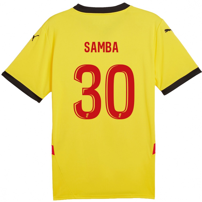 Niño Fútbol Camiseta Brice Samba #30 Amarillo Rojo 1ª Equipación 2024/25