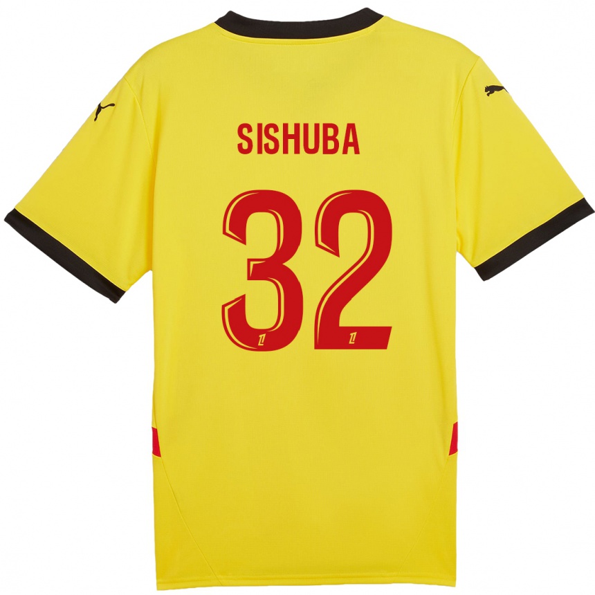 Niño Fútbol Camiseta Ayanda Sishuba #32 Amarillo Rojo 1ª Equipación 2024/25