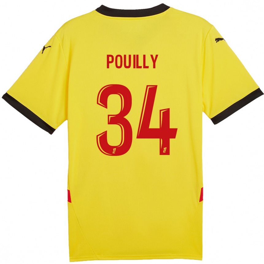 Niño Fútbol Camiseta Tom Pouilly #34 Amarillo Rojo 1ª Equipación 2024/25