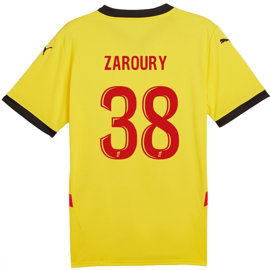 Niño Fútbol Camiseta Anass Zaroury #38 Amarillo Rojo 1ª Equipación 2024/25