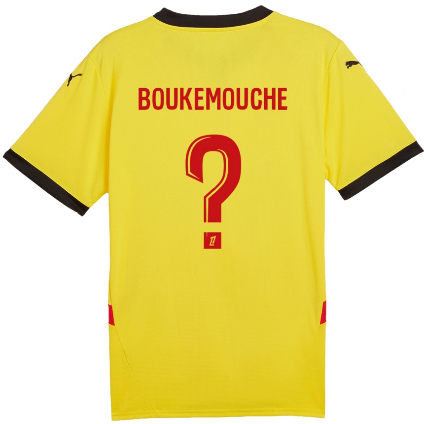 Niño Fútbol Camiseta Amine Boukemouche #0 Amarillo Rojo 1ª Equipación 2024/25