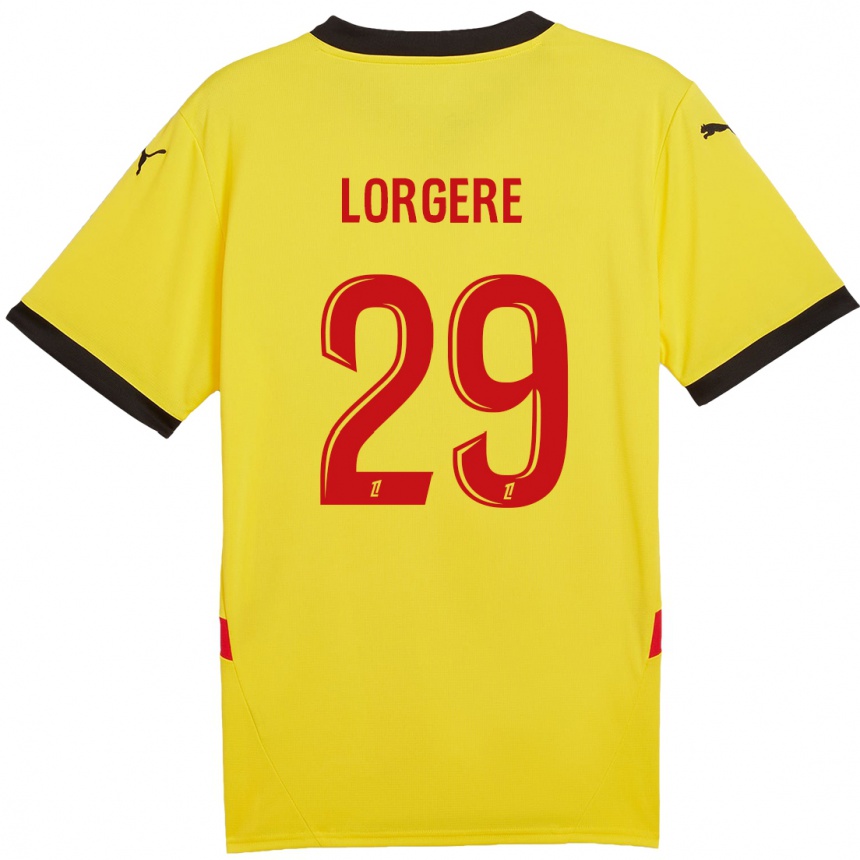 Niño Fútbol Camiseta Charlotte Lorgeré #29 Amarillo Rojo 1ª Equipación 2024/25