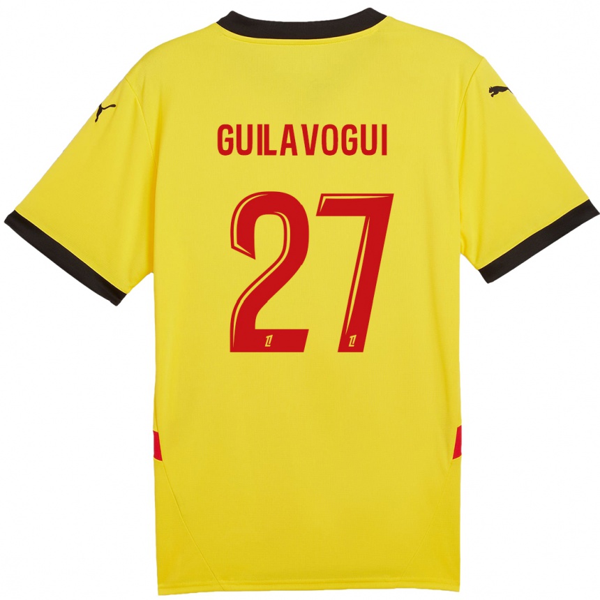 Niño Fútbol Camiseta Morgan Guilavogui #27 Amarillo Rojo 1ª Equipación 2024/25