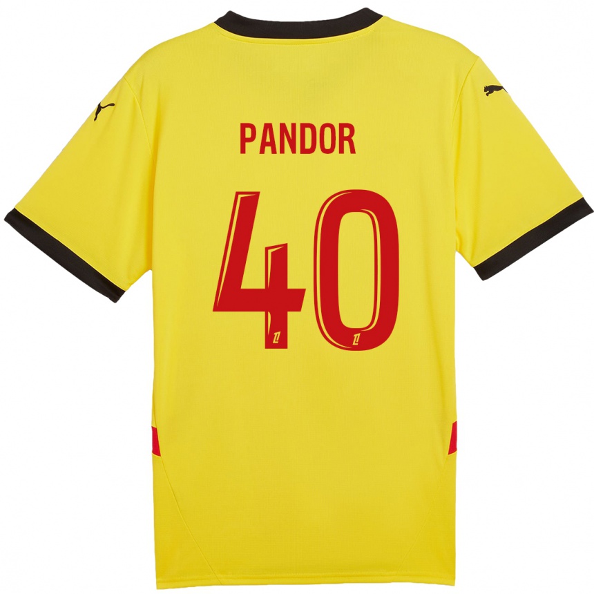 Niño Fútbol Camiseta Yannick Pandor #40 Amarillo Rojo 1ª Equipación 2024/25