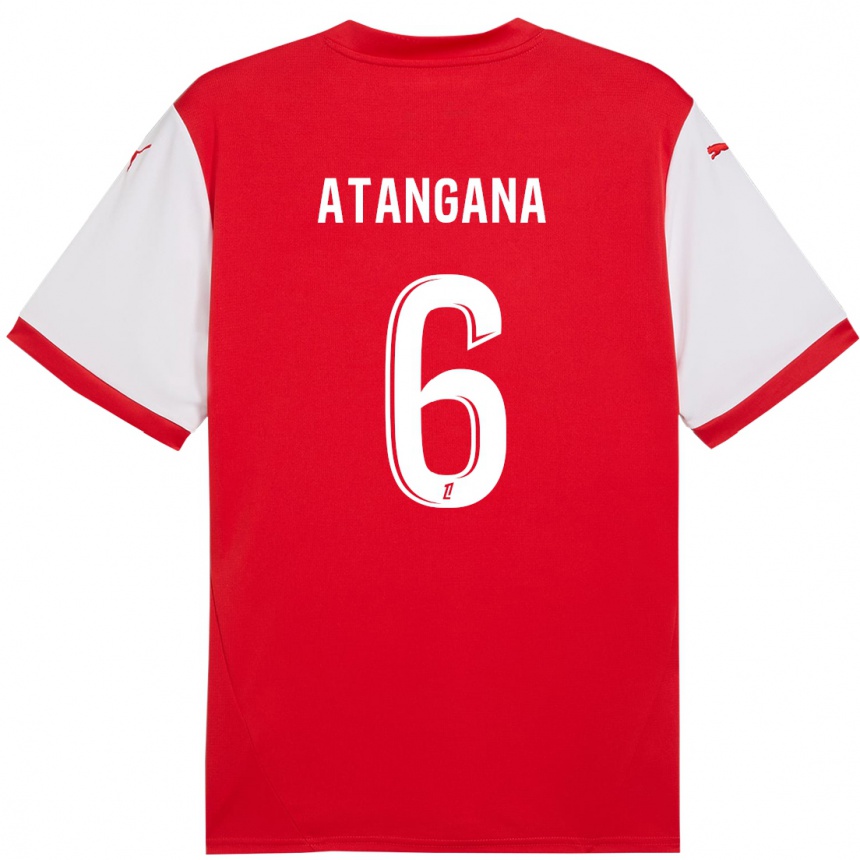 Niño Fútbol Camiseta Valentin Atangana Edoa #6 Rojo Blanco 1ª Equipación 2024/25