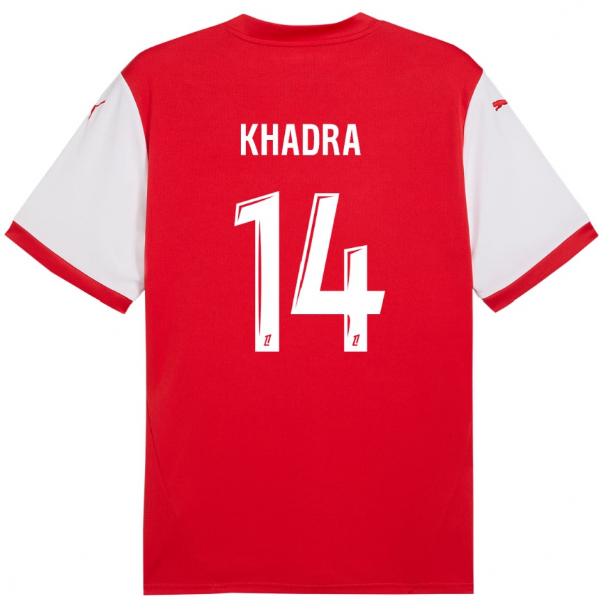 Niño Fútbol Camiseta Reda Khadra #14 Rojo Blanco 1ª Equipación 2024/25