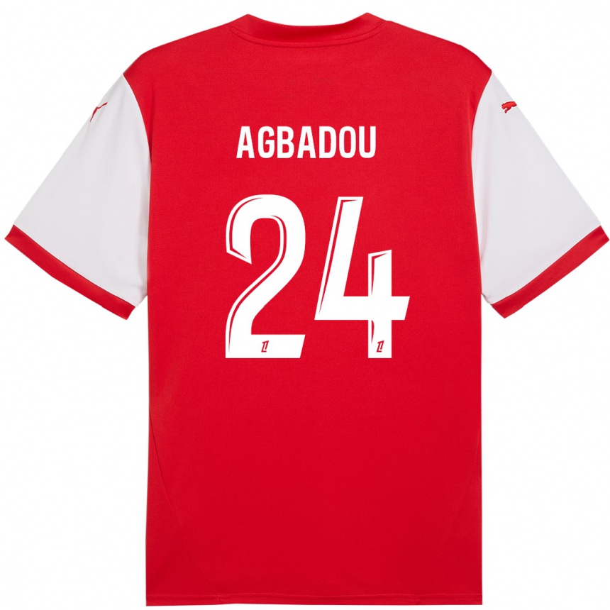 Niño Fútbol Camiseta Emmanuel Agbadou #24 Rojo Blanco 1ª Equipación 2024/25