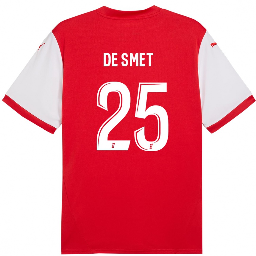 Niño Fútbol Camiseta Thibault De Smet #25 Rojo Blanco 1ª Equipación 2024/25