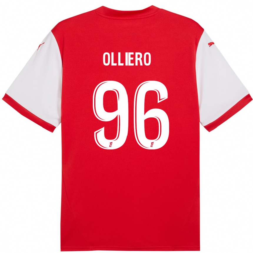 Niño Fútbol Camiseta Alexandre Olliero #96 Rojo Blanco 1ª Equipación 2024/25