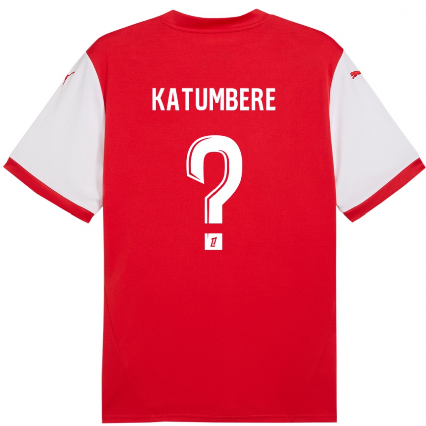 Niño Fútbol Camiseta Noah Katumbere #0 Rojo Blanco 1ª Equipación 2024/25