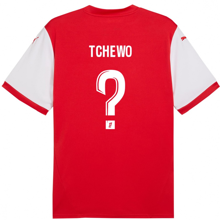 Niño Fútbol Camiseta Ryan Tchapda Tchewo #0 Rojo Blanco 1ª Equipación 2024/25