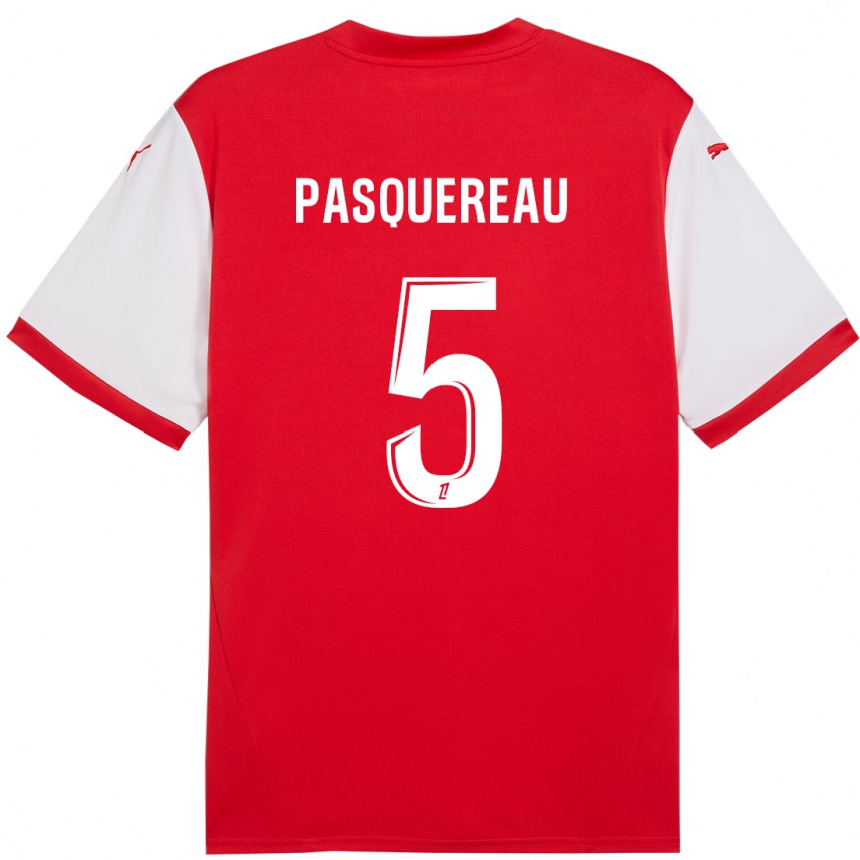 Niño Fútbol Camiseta Julie Pasquereau #5 Rojo Blanco 1ª Equipación 2024/25