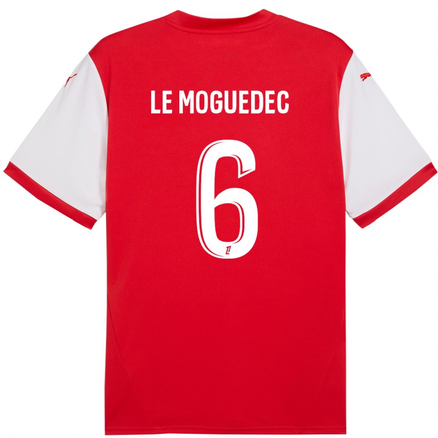 Niño Fútbol Camiseta Anaële Le Moguédec #6 Rojo Blanco 1ª Equipación 2024/25