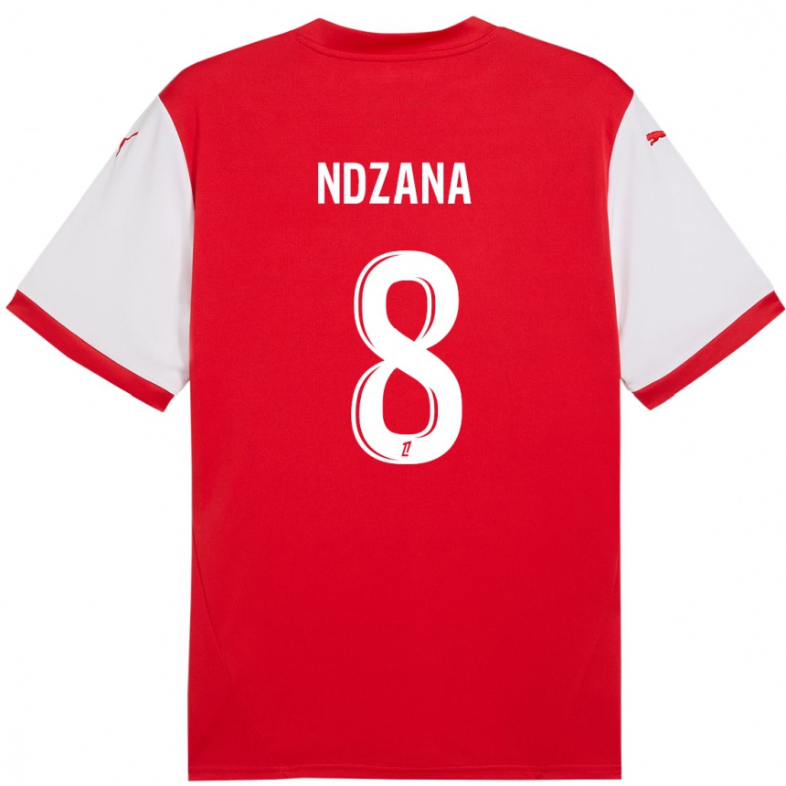 Niño Fútbol Camiseta Colette Ndzana Fegue #8 Rojo Blanco 1ª Equipación 2024/25