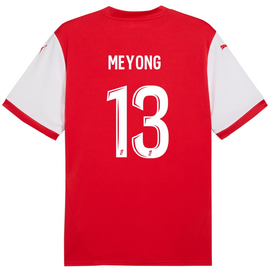 Niño Fútbol Camiseta Charlène Meyong #13 Rojo Blanco 1ª Equipación 2024/25