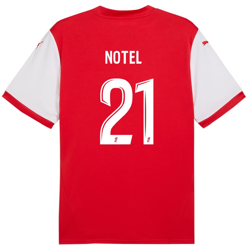 Niño Fútbol Camiseta Lea Notel #21 Rojo Blanco 1ª Equipación 2024/25