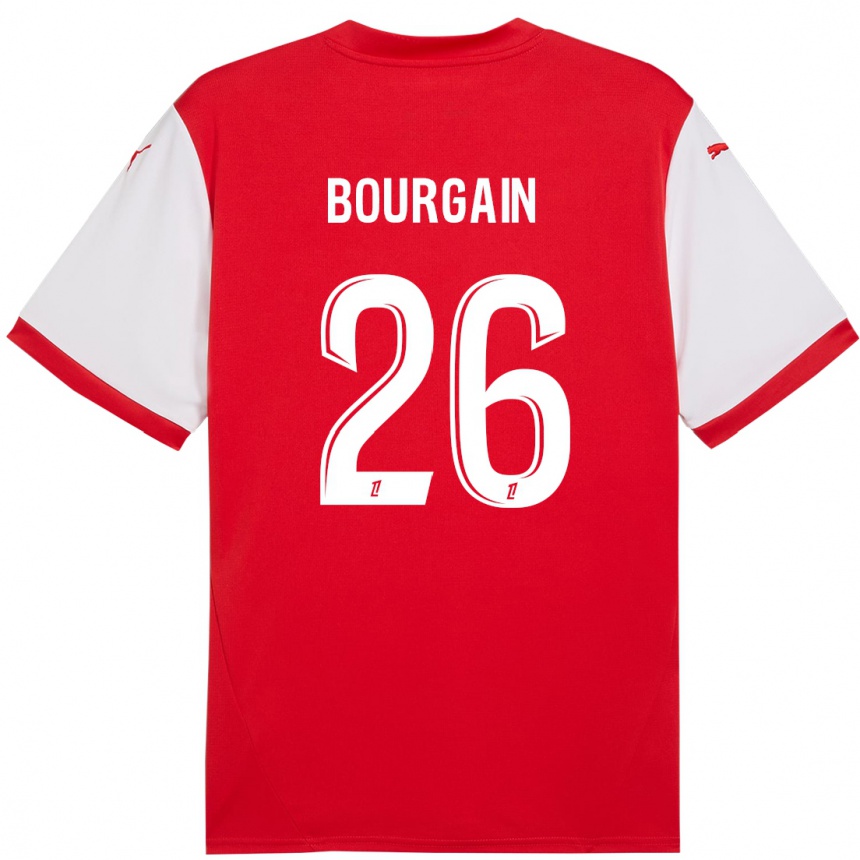 Niño Fútbol Camiseta Lea Bourgain #26 Rojo Blanco 1ª Equipación 2024/25