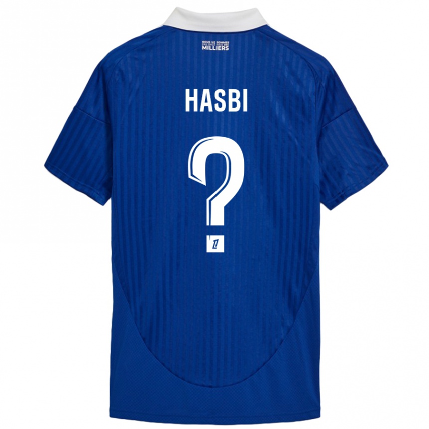 Niño Fútbol Camiseta Walid Hasbi #0 Azul Blanco 1ª Equipación 2024/25