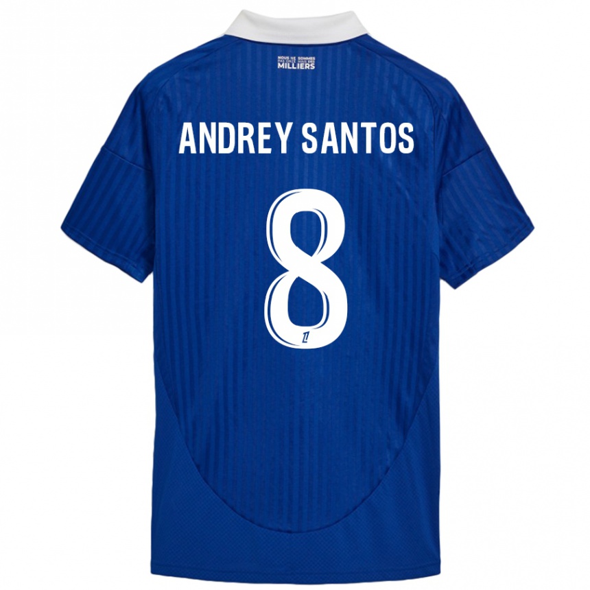 Niño Fútbol Camiseta Andrey Santos #8 Azul Blanco 1ª Equipación 2024/25