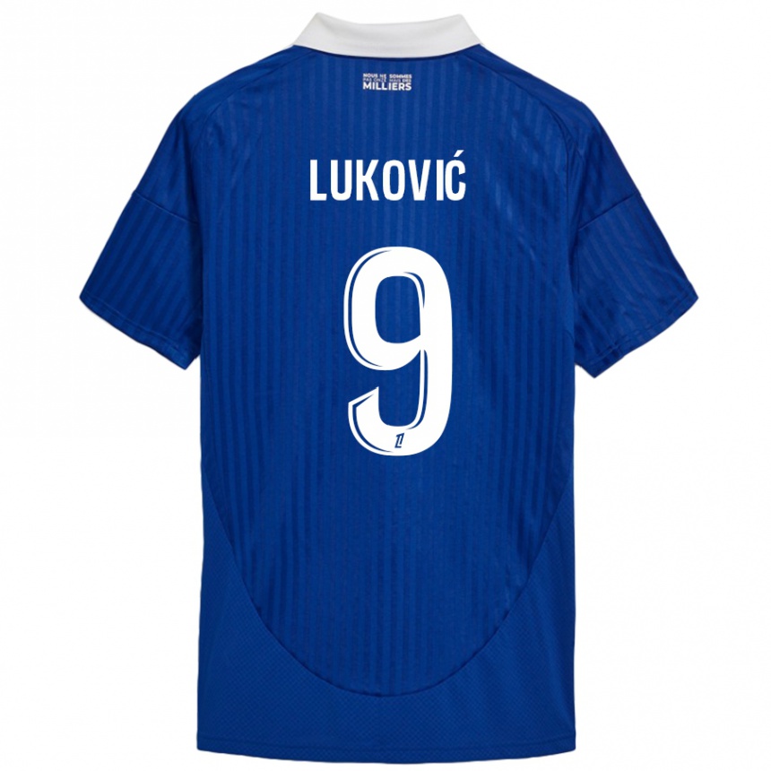 Niño Fútbol Camiseta Milos Lukovic #9 Azul Blanco 1ª Equipación 2024/25