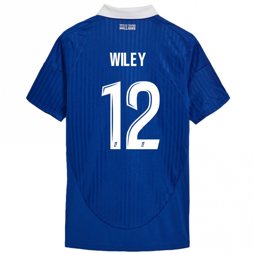 Niño Fútbol Camiseta Caleb Wiley #12 Azul Blanco 1ª Equipación 2024/25