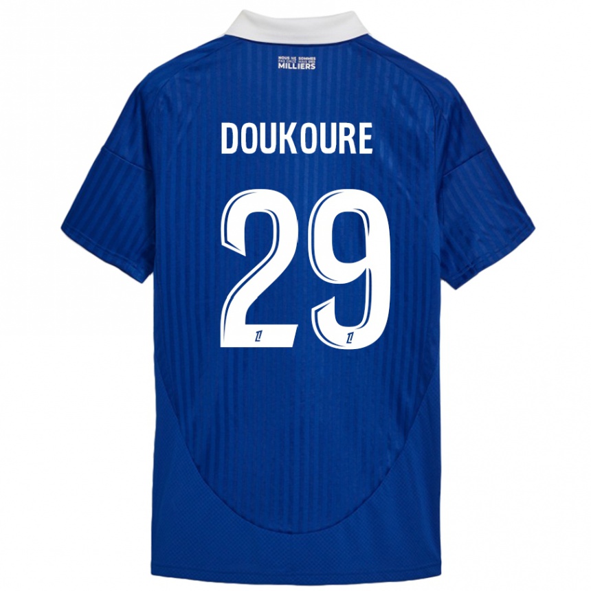 Niño Fútbol Camiseta Ismaël Doukouré #29 Azul Blanco 1ª Equipación 2024/25