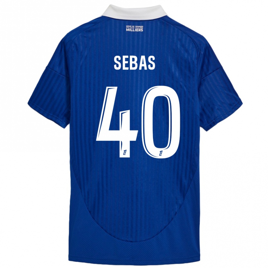 Niño Fútbol Camiseta Jérémy Sebas #40 Azul Blanco 1ª Equipación 2024/25