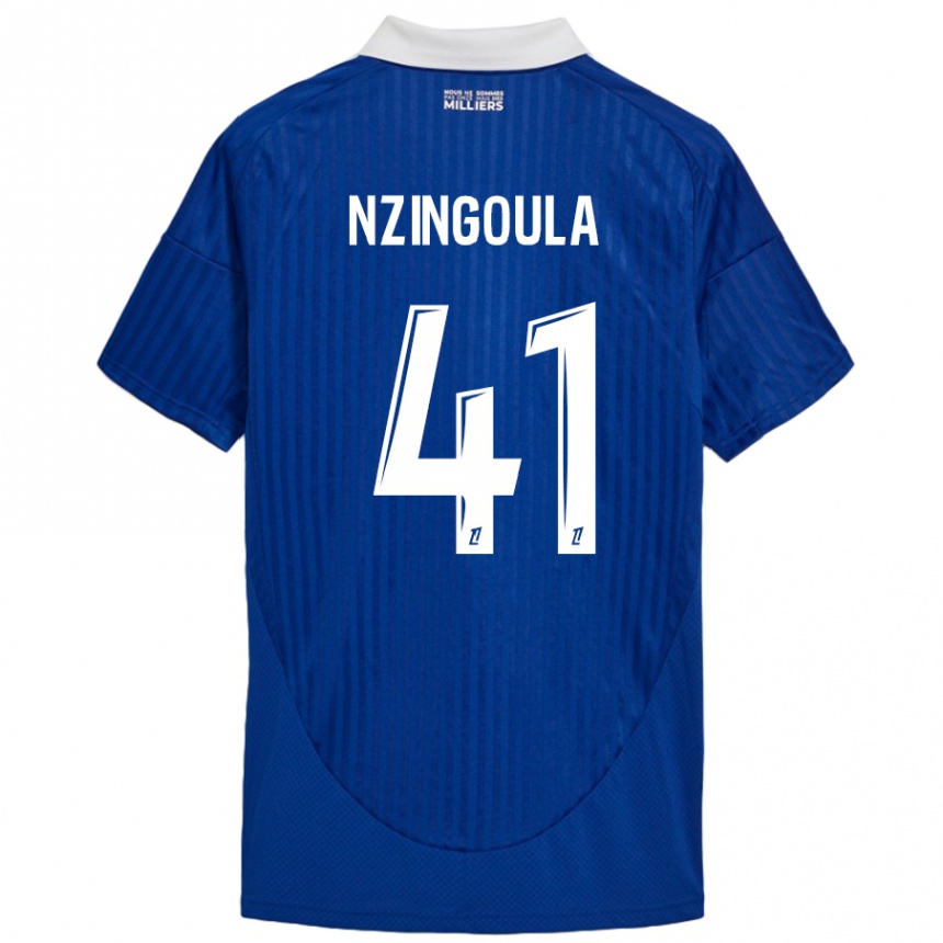 Niño Fútbol Camiseta Rabby Nzingoula #41 Azul Blanco 1ª Equipación 2024/25