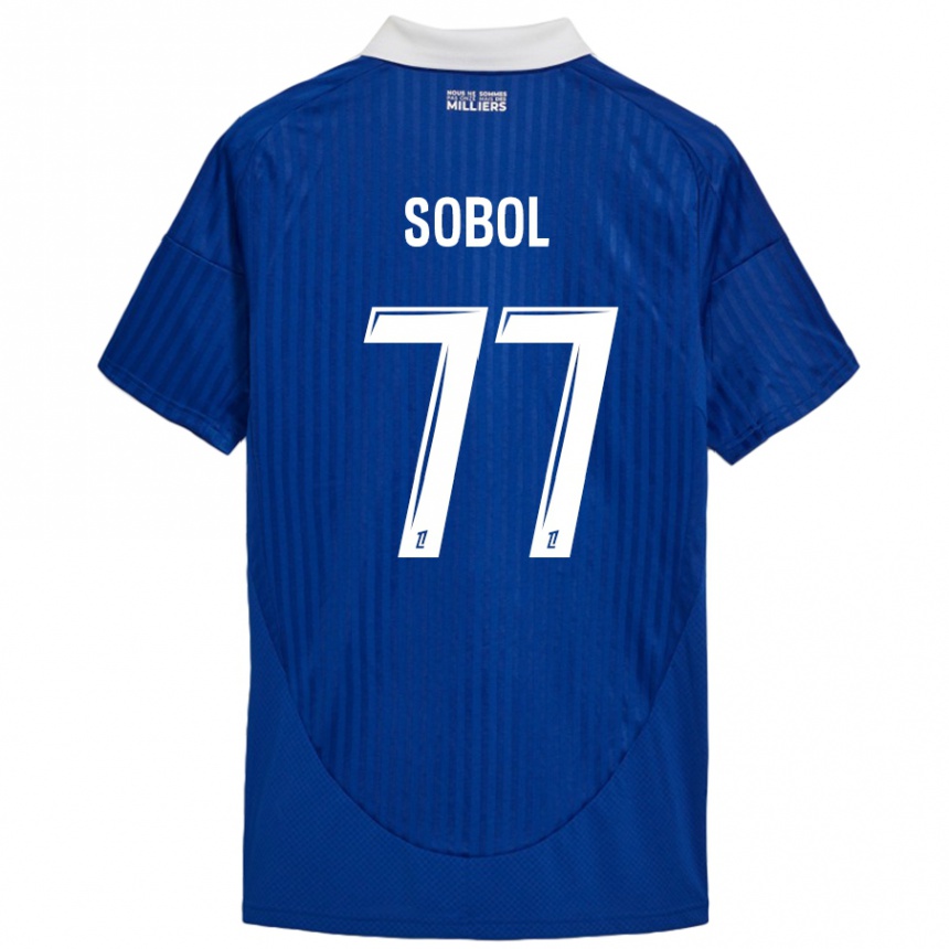 Niño Fútbol Camiseta Eduard Sobol #77 Azul Blanco 1ª Equipación 2024/25