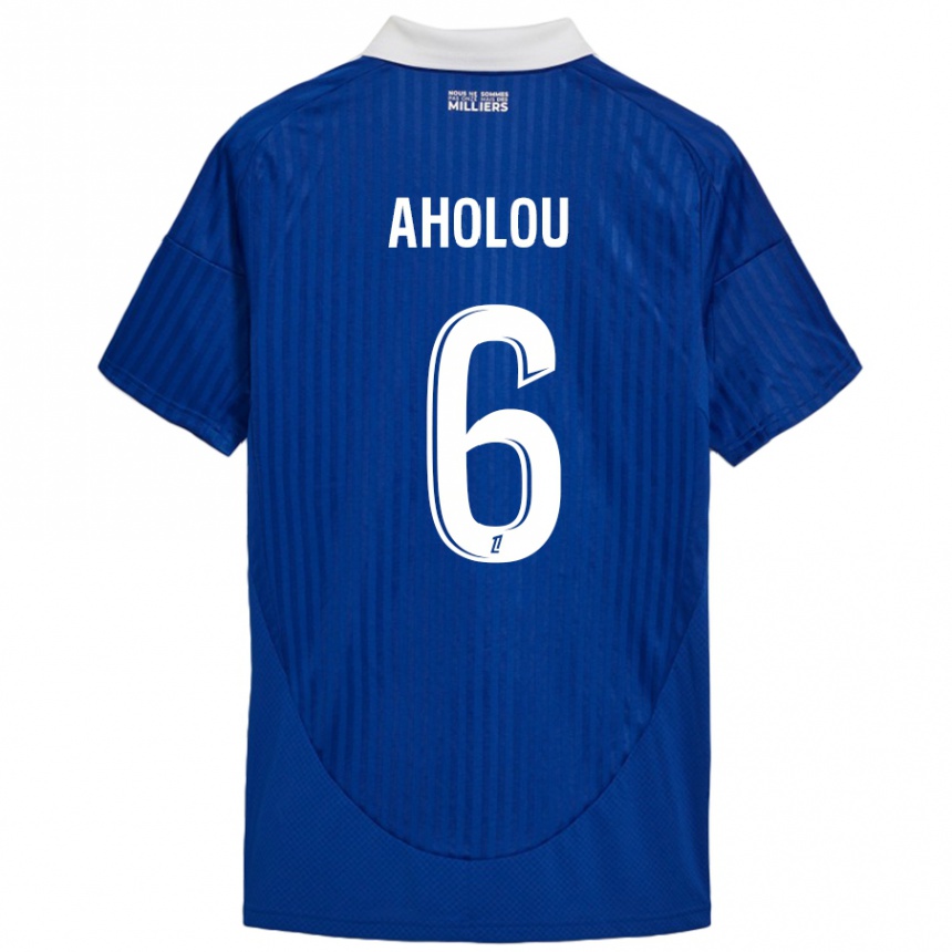 Niño Fútbol Camiseta Jean-Eudes Aholou #6 Azul Blanco 1ª Equipación 2024/25