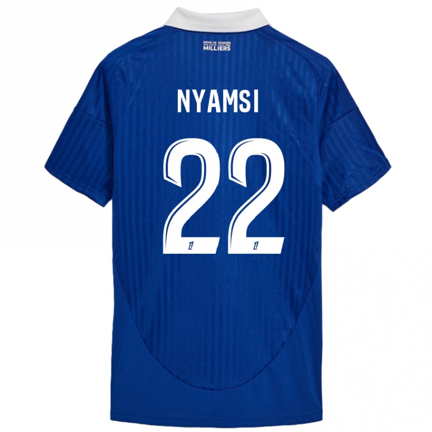 Niño Fútbol Camiseta Gerzino Nyamsi #22 Azul Blanco 1ª Equipación 2024/25