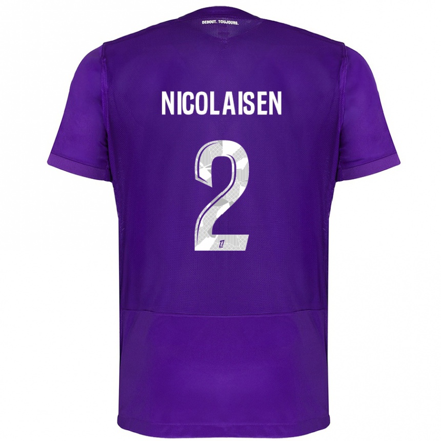 Niño Fútbol Camiseta Rasmus Nicolaisen #2 Morado Blanco 1ª Equipación 2024/25