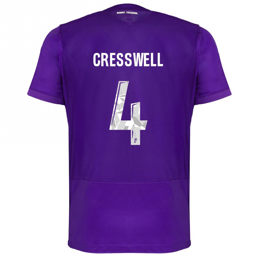 Niño Fútbol Camiseta Charlie Cresswell #4 Morado Blanco 1ª Equipación 2024/25