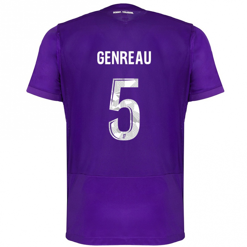 Niño Fútbol Camiseta Denis Genreau #5 Morado Blanco 1ª Equipación 2024/25