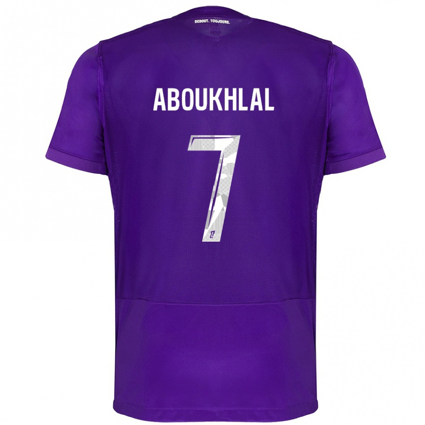 Niño Fútbol Camiseta Zakaria Aboukhlal #7 Morado Blanco 1ª Equipación 2024/25