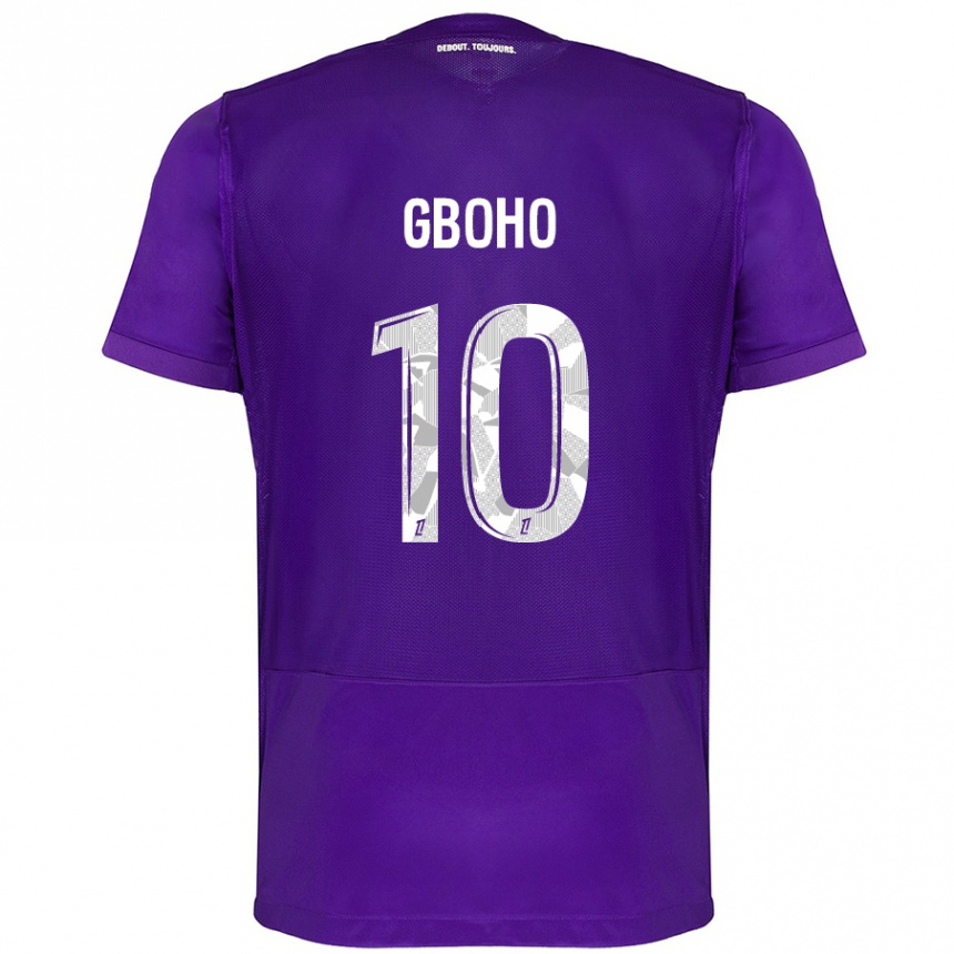 Niño Fútbol Camiseta Yann Gboho #10 Morado Blanco 1ª Equipación 2024/25