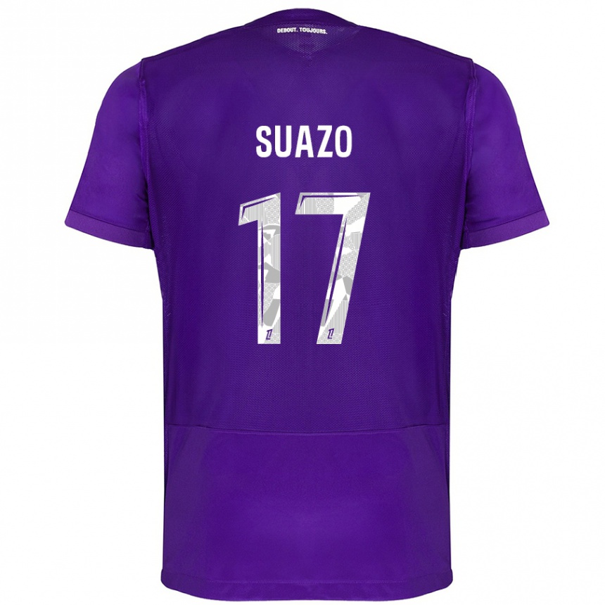 Niño Fútbol Camiseta Gabriel Suazo #17 Morado Blanco 1ª Equipación 2024/25