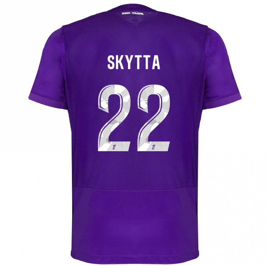 Niño Fútbol Camiseta Naatan Skyttä #22 Morado Blanco 1ª Equipación 2024/25