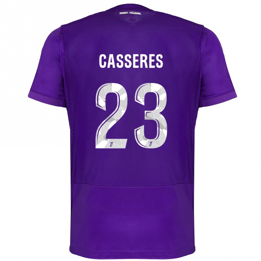 Niño Fútbol Camiseta Cristian Cásseres Jr. #23 Morado Blanco 1ª Equipación 2024/25