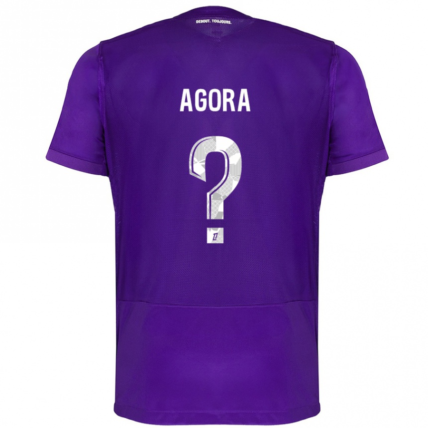 Niño Fútbol Camiseta Yannick Agora #0 Morado Blanco 1ª Equipación 2024/25