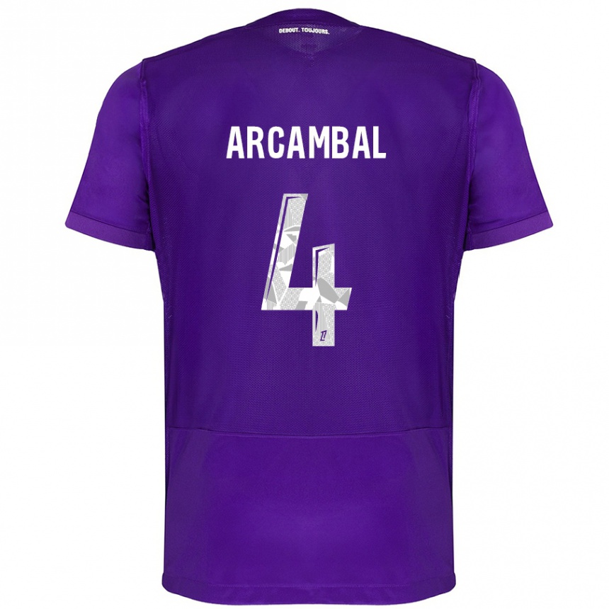 Niño Fútbol Camiseta Anais Arcambal #4 Morado Blanco 1ª Equipación 2024/25